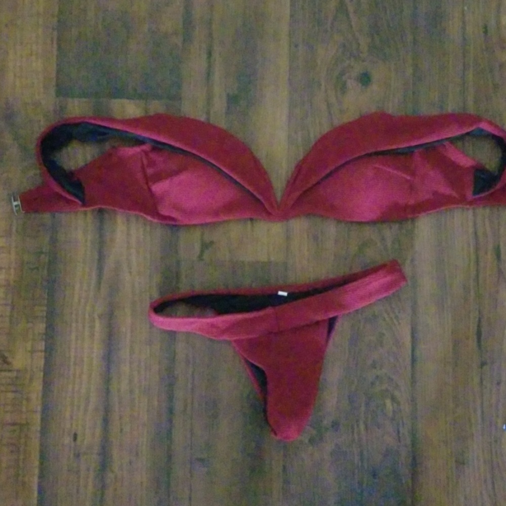 Burgundy two piece swimsuit